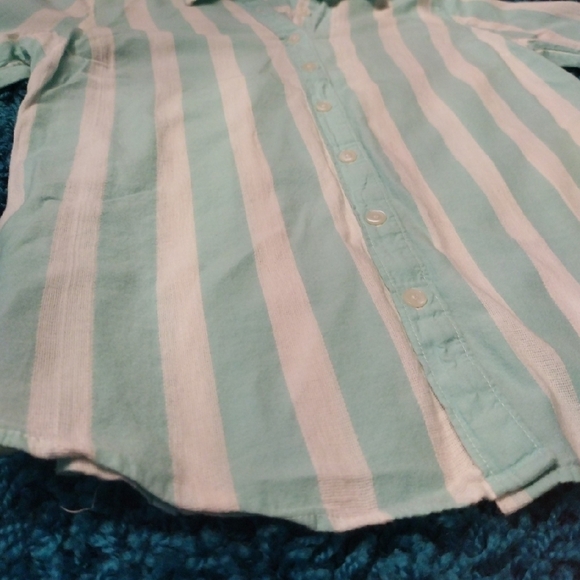 Green and White Longed Sleeve Button Down - Picture 3 of 8